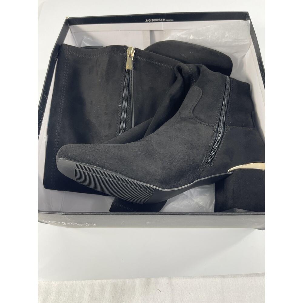 Jones New York Boots Women's Size 8.5 Black Durana Knee High Heel Zip Suede New - Picture 9 of 11